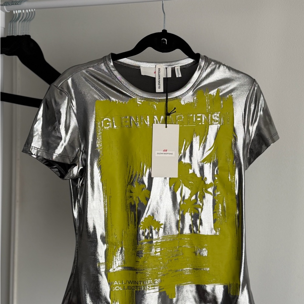 GLENN MARTENS H&M Silver and Yellow Graphic Tee - Picture 2 of 6